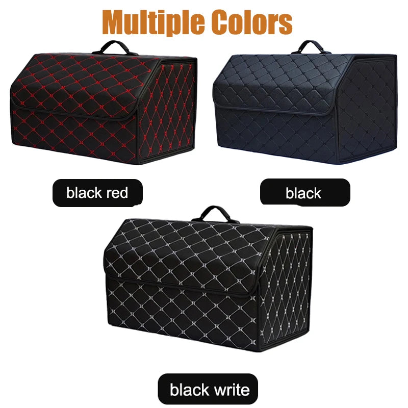 Caja de almacenamiento para maletero de coche, de gran capacidad, herramientas multiusos para automóvil, bolsa de almacenamiento, almacenamiento, cuero, plegable para emergencia