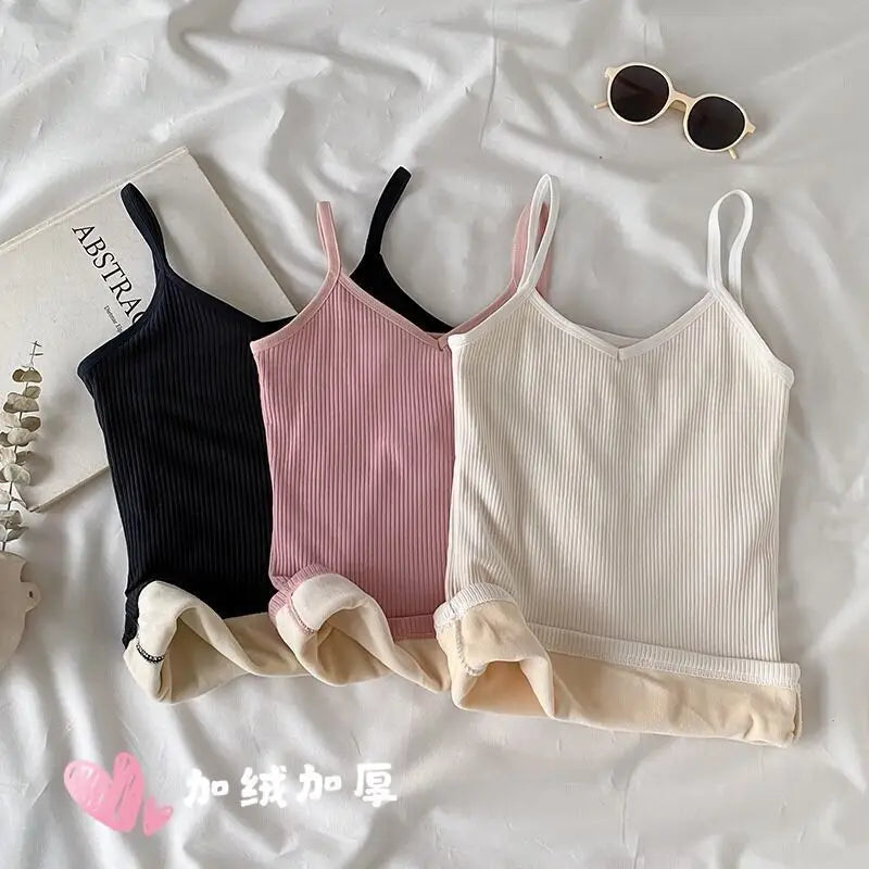 Women's Thin Velvet T-shirt, Warm Underwear, Monochromatic, Thermal Casual Sleepwear, Sexy Elasticity, Winter
