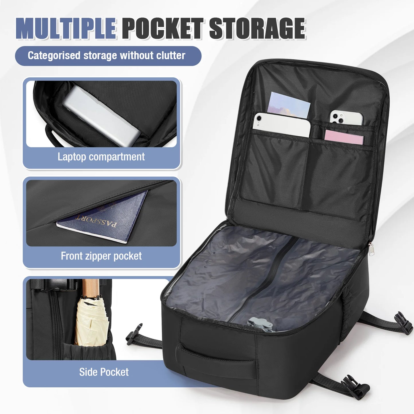 Sac à Dos Voyage Cabine Avion 40x30x20 — Ordinateur 15,6" Loisirs Homme