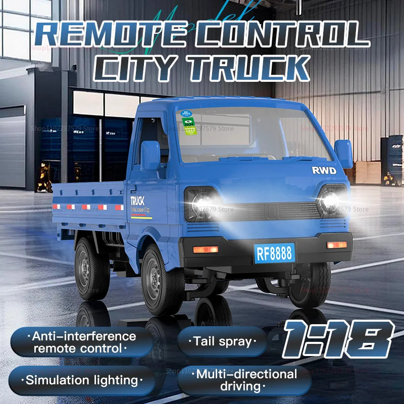 1:18 Scale RC Car, Off-Road Drift Truck with Spray Lights, Gifts for Kids Boys, RC Racing Toys for Kids and Adults
