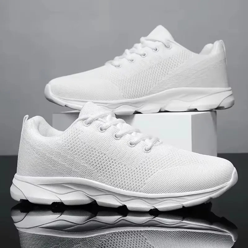 Men's Breathable Casual Sneakers, Summer White Running Shoes, Lightweight and Flexible Men's Sports Shoes, Size 35-45
