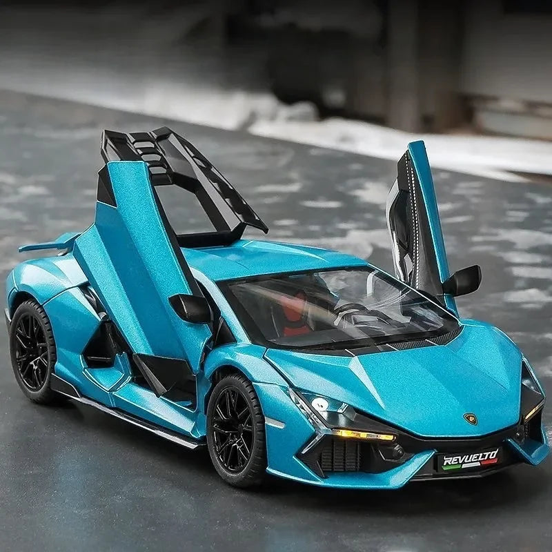 Modèle de supercar 1/24 avec son et lumière — collection miniature, cadeau d'anniversaire garçon