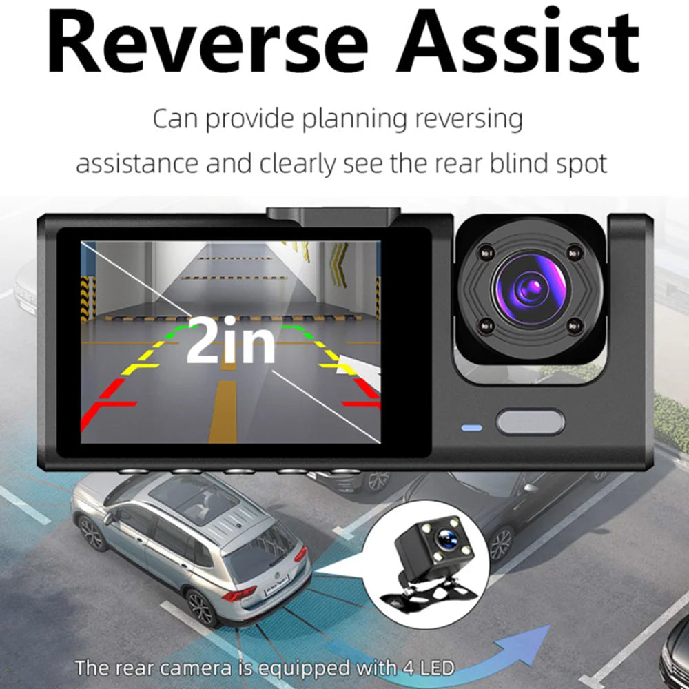 1080P WiFi Coche DVR 2/3 Cámaras DashCam para Coches Cámara de Vehículo Grabador de Vídeo Delantero Opcional Cámara Trasera Visión Nocturna Dashcam