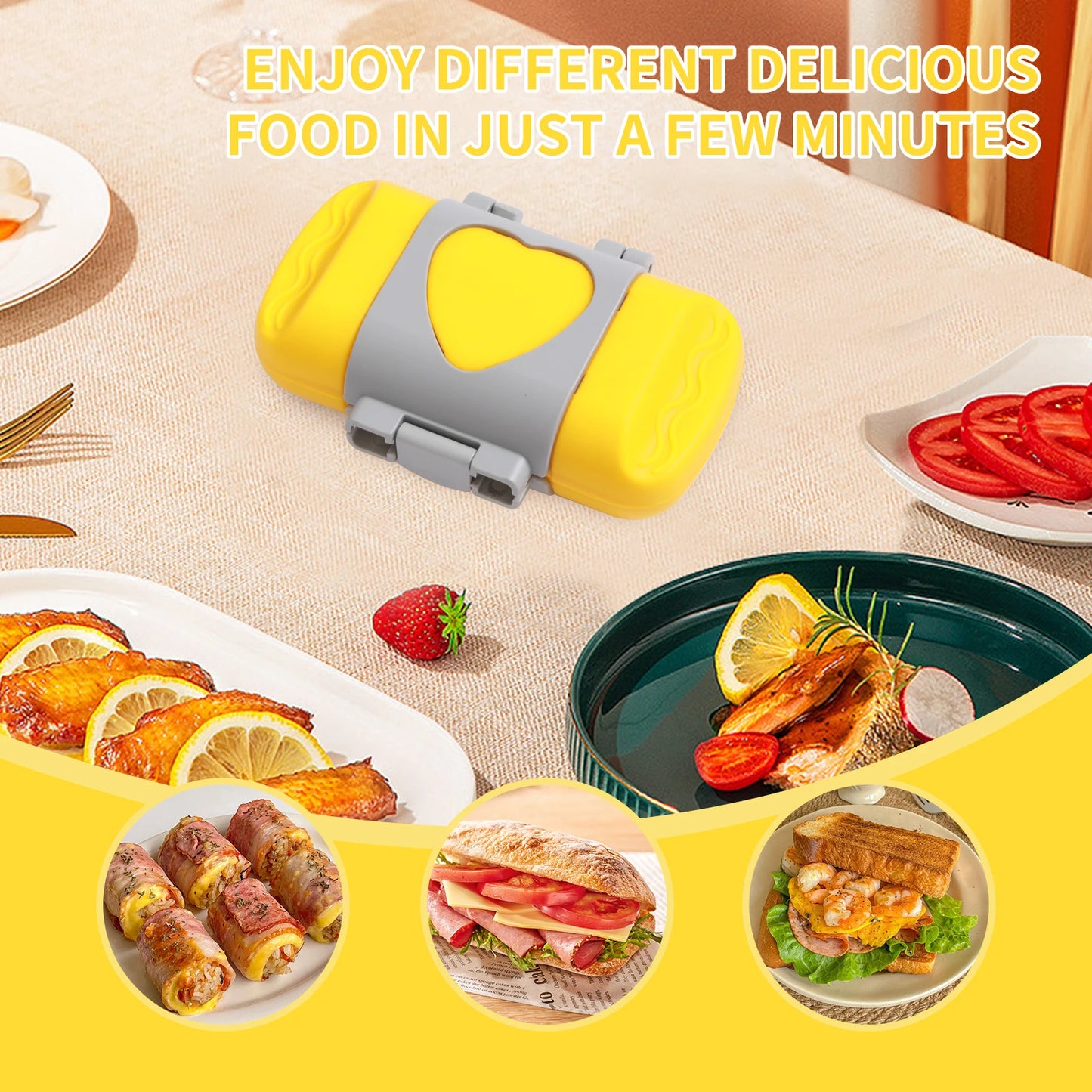 Machine à petit-déjeuner à sandwich micro-ondes, design compact, peut fabriquer des sandwichs, des toasts du petit déjeuner, des hot-dogs - comprenant des livres de recettes