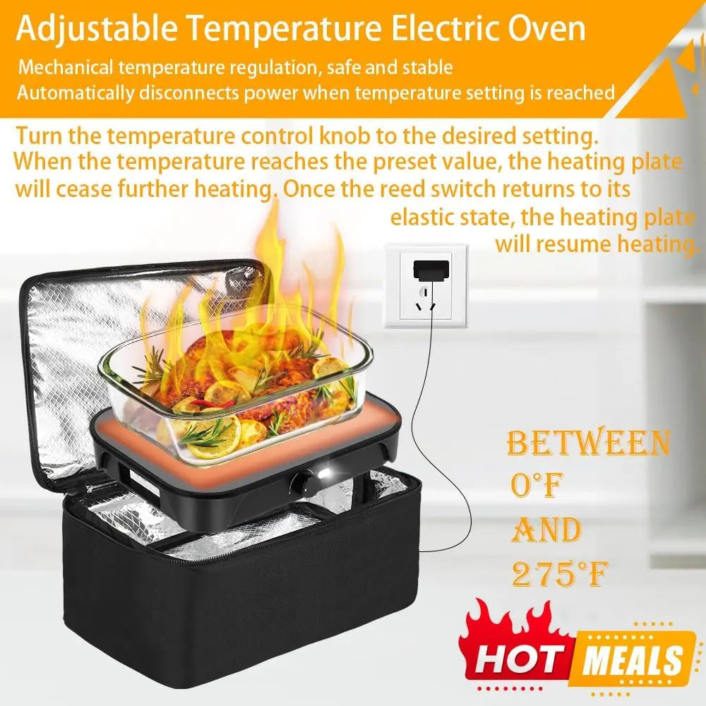 Four portable Réchauffeur de nourriture réglable 100W, 12V/24V/110V Boîte à lunch électrique pour adultes, Micro-ondes personnel pour réchauffer