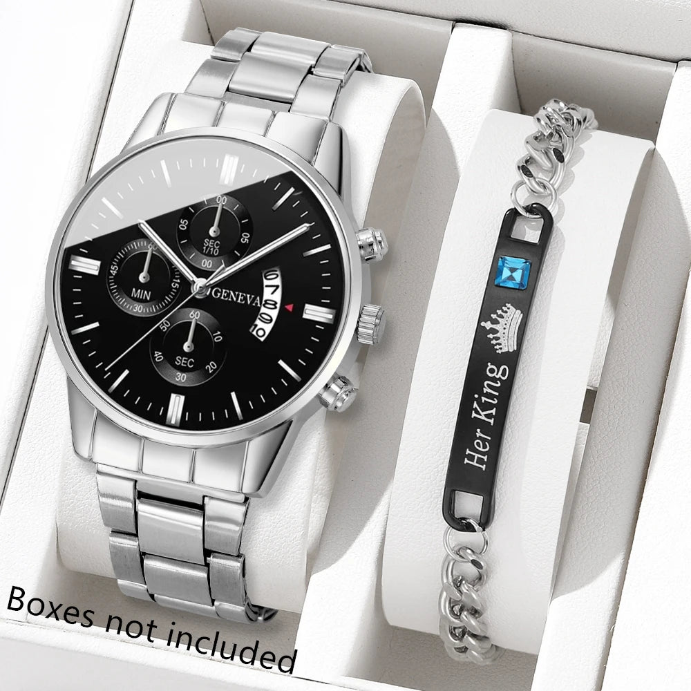 Men's Fashion Stainless Steel Watch Luxury Calendar Quartz Wristwatch Men's Business Watches for Men Clock Men's Watch