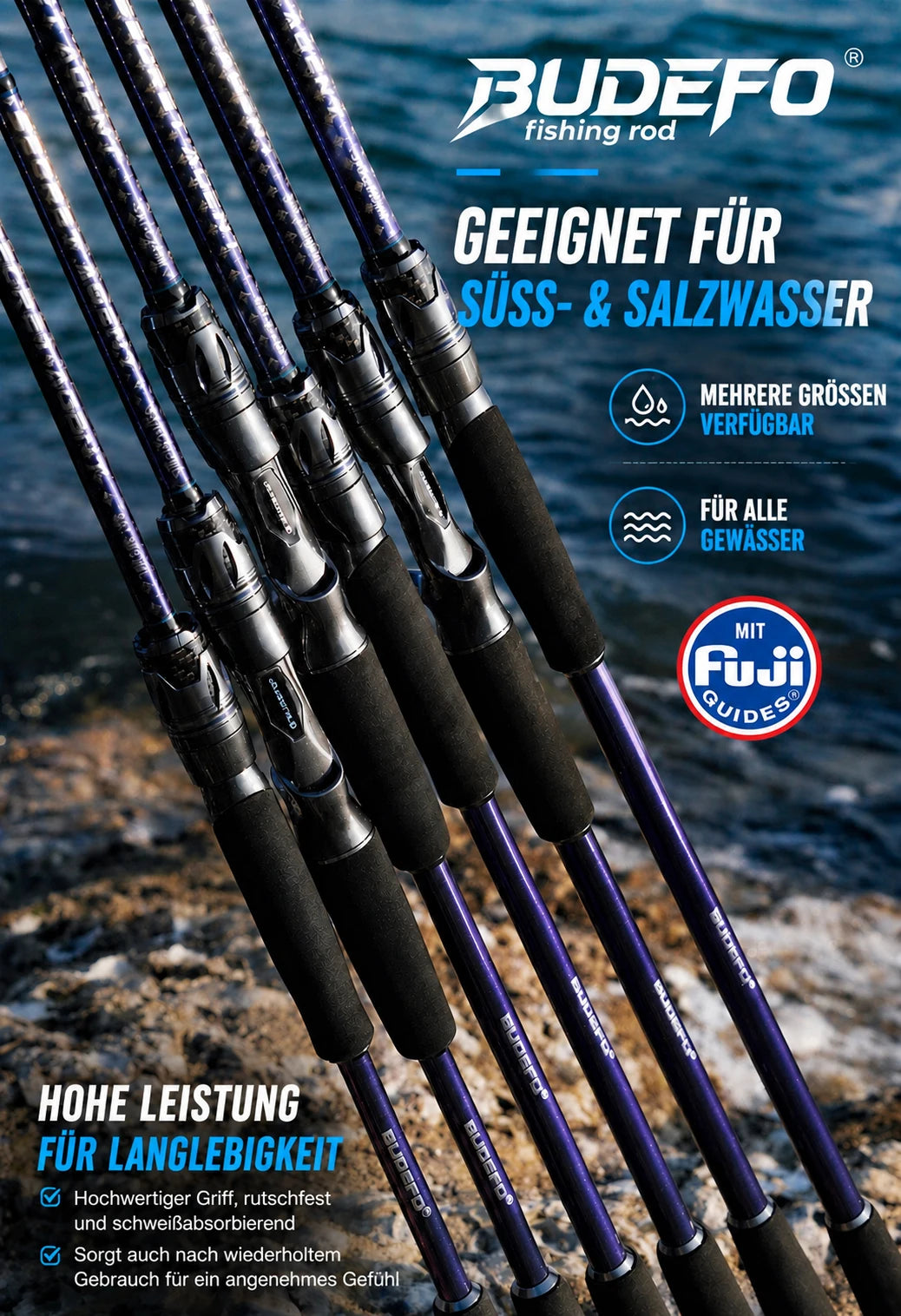 Canne à pêche BUDEFO SECRET AGENT 1.8m 2.4m 3.0m en carbone 30T, spinning et baitcasting, avec guides FUJI, canne de voyage pour leurres 2-70g L/ML/M/MH