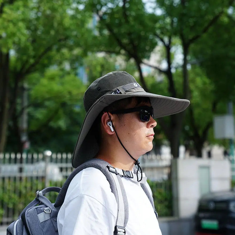 Grand chapeau de soleil d'été pour hommes et femmes, casquette de pêche respirante, Protection contre les UV, chapeau de pêcheur en maille, randonnée en plein air, casquette de plage