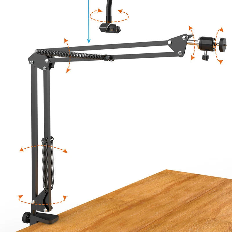 Trépied aérien pour téléphone avec anneau lumineux, support de téléphone portable de bureau pour Table de prise de vue vidéo, support Mobile pour enregistrement de tournage