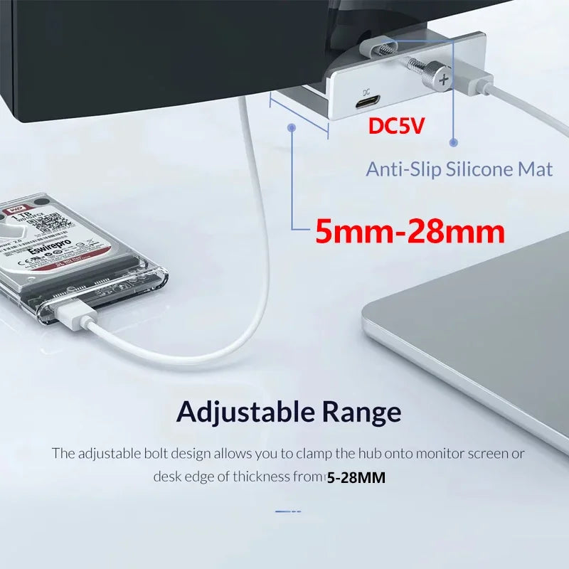 Hub USB 10 Gbps — adaptateur séparateur USB 3.2/3.0/2.0, station d'accueil multi-clips, bureau