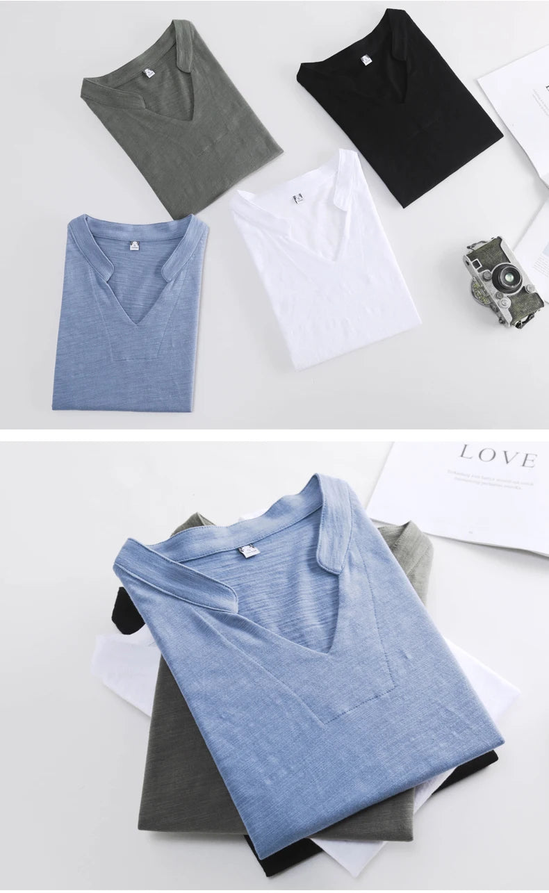 T-shirt en coton et bambou pour femme, col en V, doux, basique, classique, mode, tailles S-3XL, collection été 2026