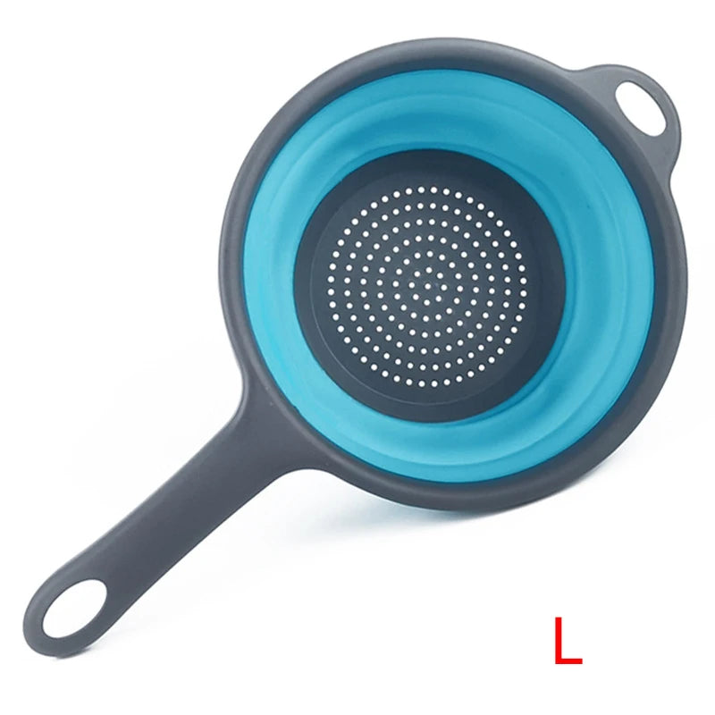 LMETJMA Colador plegable de silicona con mango, escurridor de cocina plegable para pasta, verduras, frutas JT111