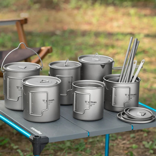 Tiartisan extérieur titane léger Portable thé tasse à café poignée pliante Camping tasse d'eau pour randonnée voyage