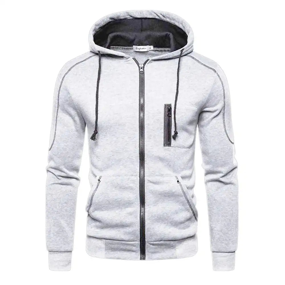 Sweat À Capuche Homme Couleur Bloc Polaire — Noir Blanc Vert Rouge Hiver