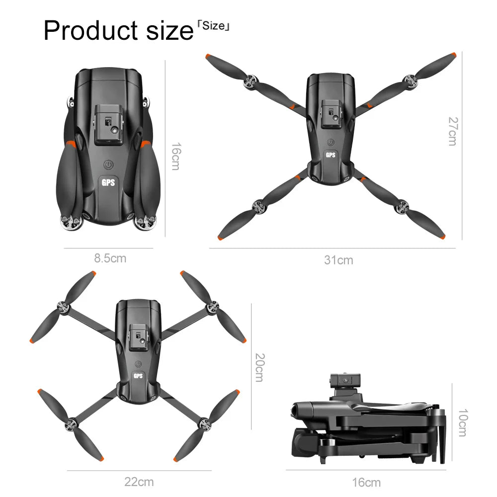 Drone GPS Lenovo V198Max 4K Profesional 8K HD Doble Cámara Motor Sin Escobillas 5G WIFI FPV RC Cuadricóptero Helicóptero con Pantalla Juguete
