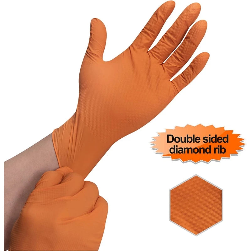 Gants en Nitrile épais 8mil, 30/50 pièces, gants jetables industriels avec texture diamant, sans Latex, gants de mécanicien robustes pour automobile