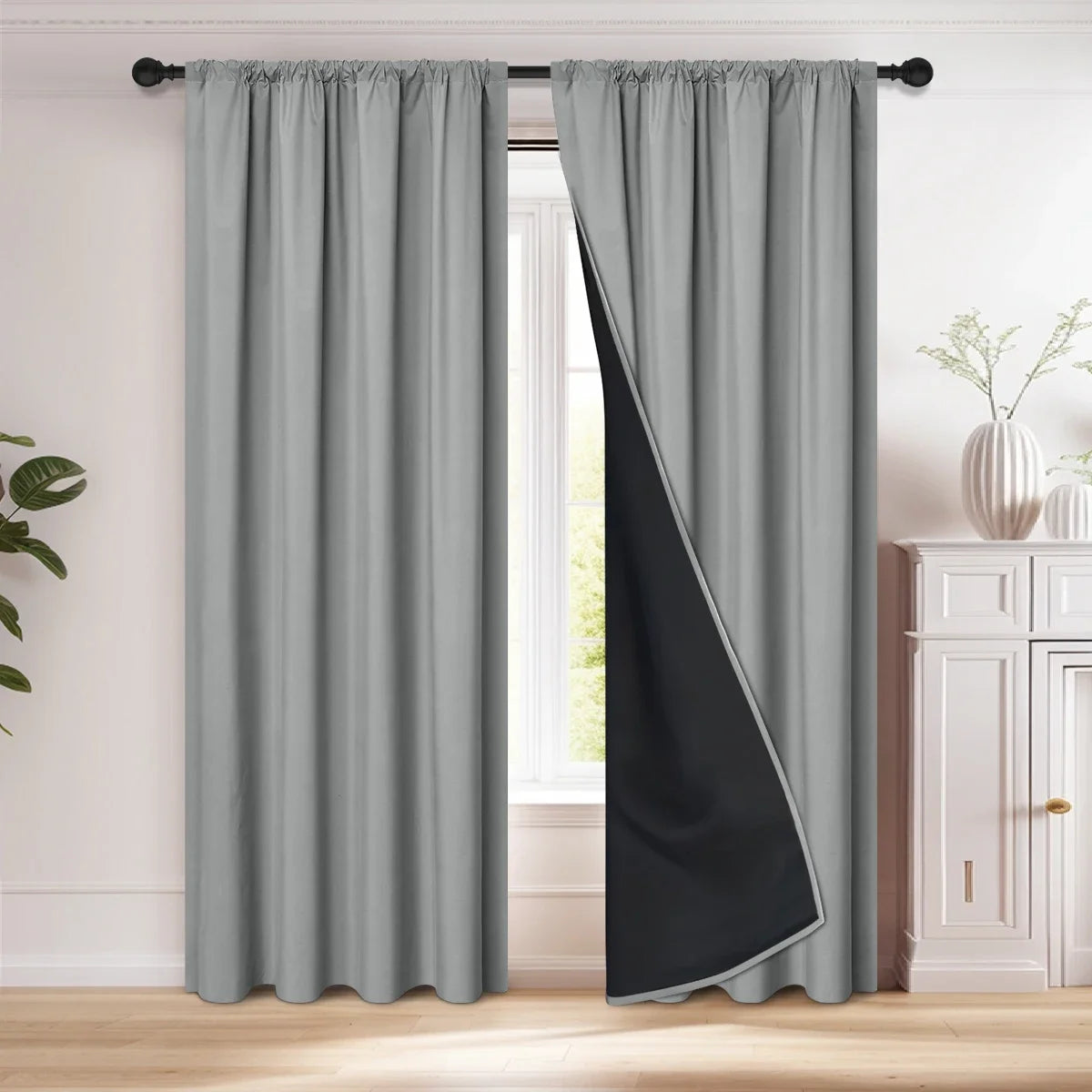 Rideau occultant 100% avec poche pour tringle, rideaux pour salon, chambre à coucher, cuisine, rideau de fenêtre, rideaux dans le salon, 1 pièce