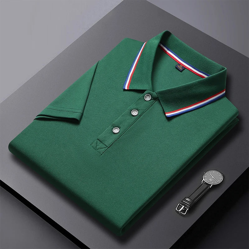Polo de negocios de manga corta para hombre, top con cuello polo, camiseta casual, documento sólido, verano, 2024, 2024