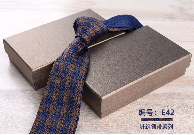 Corbatas de punto retro con rayas para hombres, estilo británico informal, formal de negocios, azul marino, rojo, marrón, corbatas hechas a mano, corbatín para esmoquin