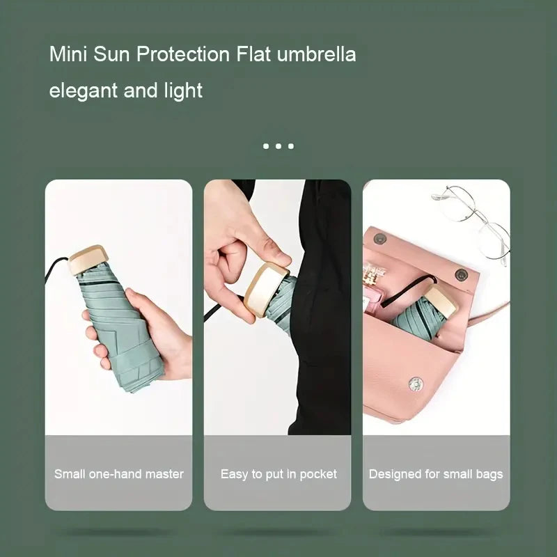 Ultra-Light UV Protection Umbrella – Compact and Foldable Design with Stainless Steel Handle for Sun and Rain, Durable 190T Canopy