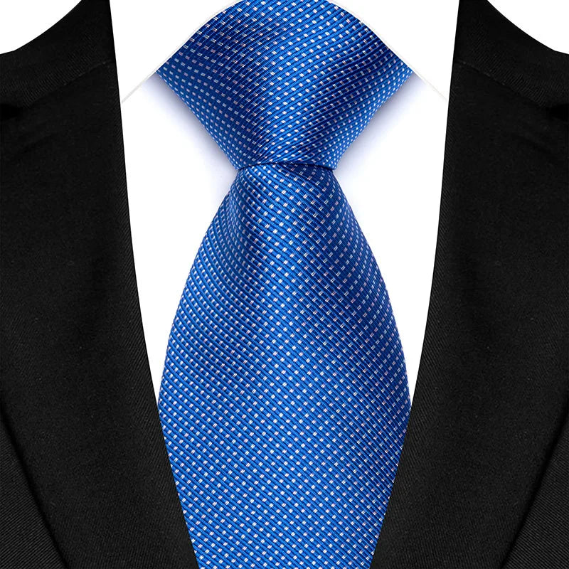 Cravate classique à rayures Paisley pour hommes — 8cm, Jacquard, bleu royal, accessoires, mariage