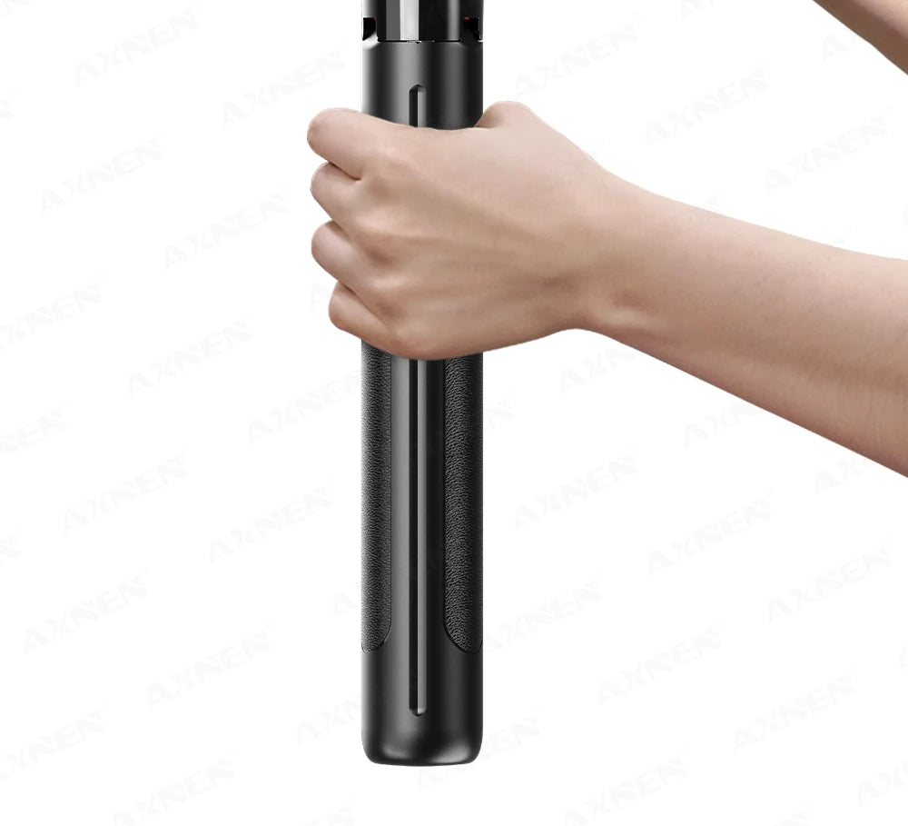 Perche à selfie trépied 1708mm avec télécommande Bluetooth — rotation 360°, interface 1/4", lumière optionnelle