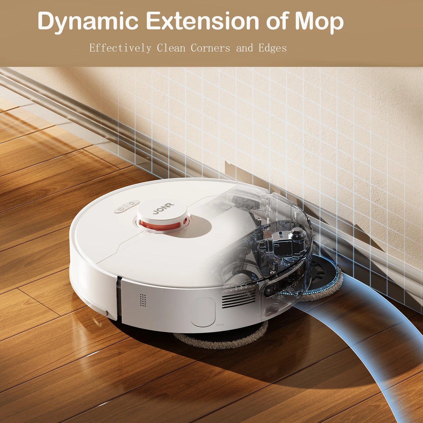 Robot aspirateur — nettoyage automatique, collecte de poussière, drainage eau, lingettes sèches