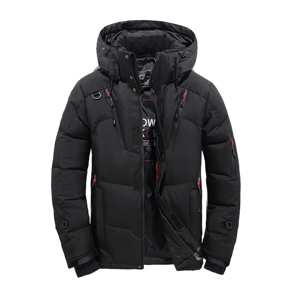 Men's Outdoor Lightweight Warm Detachable Collar Down Jacket Winter New Casual Fashion Multi-Pocket Workwear Down Coat