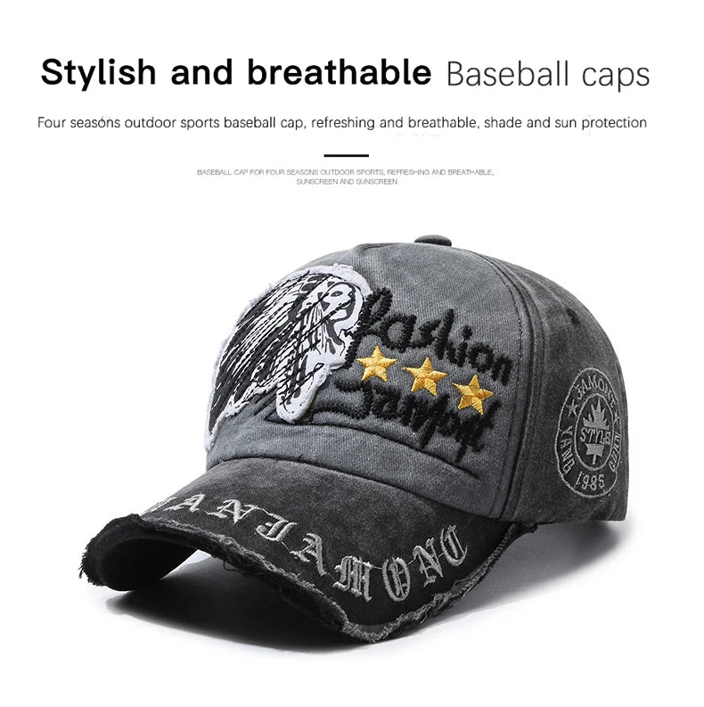 Quatre saisons nouvelle casquette de Baseball rétro en détresse décontracté Sports de plein air chapeau printemps et automne chapeau de soleil lettre broderie casquette hommes