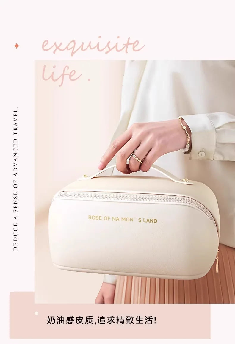 HOMEFISH Luxury Makeup Organizer for Women, Toiletry Bag, Cosmetic Storage Bag, Travel Pouch, Zippered Makeup Case, Ladies Box