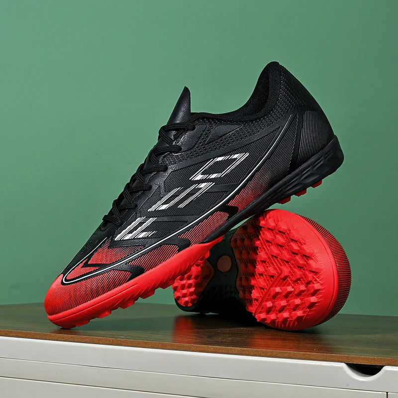 qztzx Chaussures de Football FG Homme Cuir Verni Montantes Ultra-légères — Professionnel & Match EU 32–48