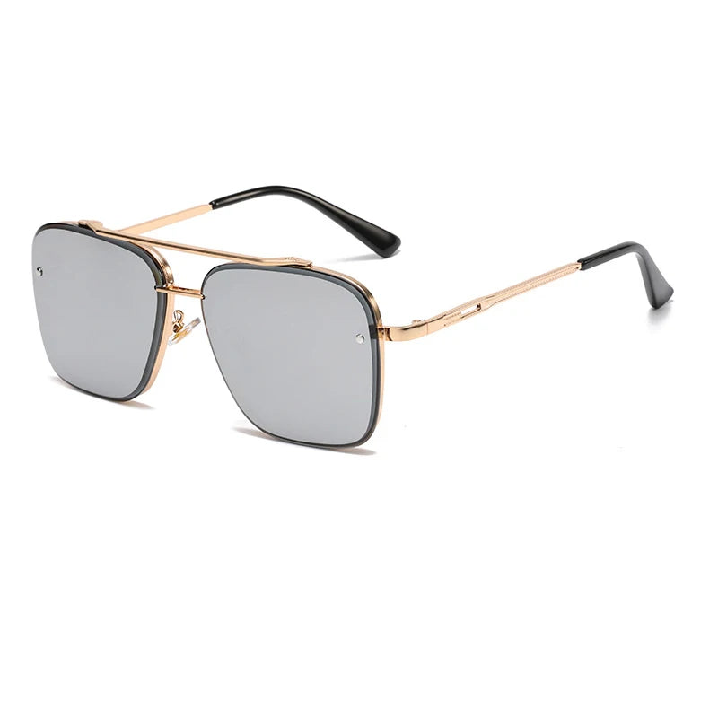 New Gradient Sunglasses for Men Fashion Metal Big Frame Sunglasses Luxury Brand Design Sunglasses for Men