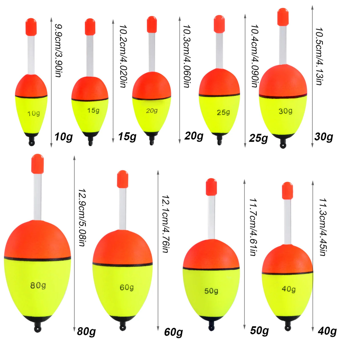 Sougayilang 5 pièces bouée de pêche veilleuse avec haute visibilité EVA Double ruban grande boule de ventre pour la pêche de nuit et longue portée