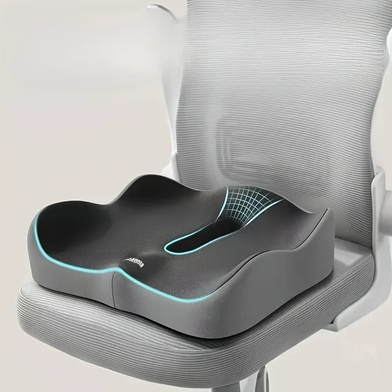 Cojín de asiento de espuma viscoelástica, 1 pieza, soporte ergonómico 3D | Verde claro y gris, poliéster lavable, esenciales para coche/oficina
