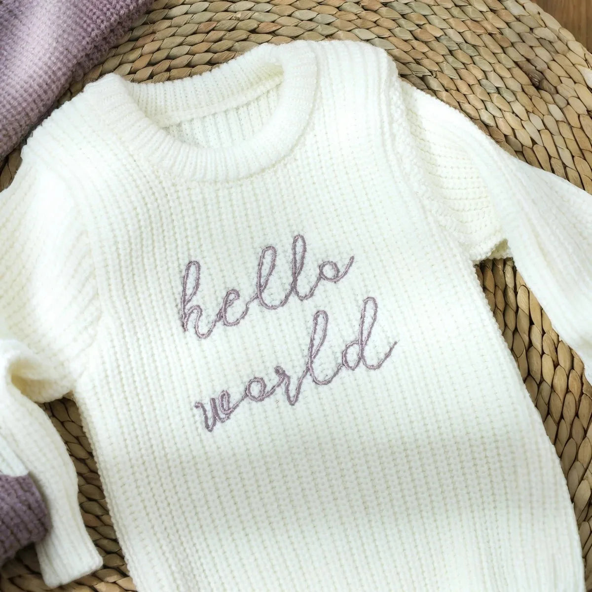 Barboteuse tricotée pour nouveau-né — chapeau à pompon, pull bébé garçon et fille, séance photo HD (v5)
