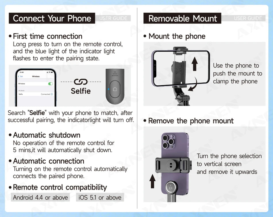 Trépied perche à selfie Bluetooth — support bureau, téléphone, obturateur télécommande sans fil, lumière de remplissage