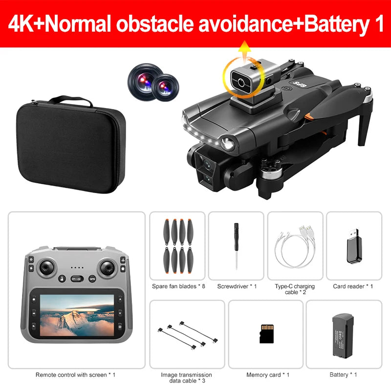 Drone GPS Lenovo V198Max 4K Profesional 8K HD Doble Cámara Motor Sin Escobillas 5G WIFI FPV RC Cuadricóptero Helicóptero con Pantalla Juguete