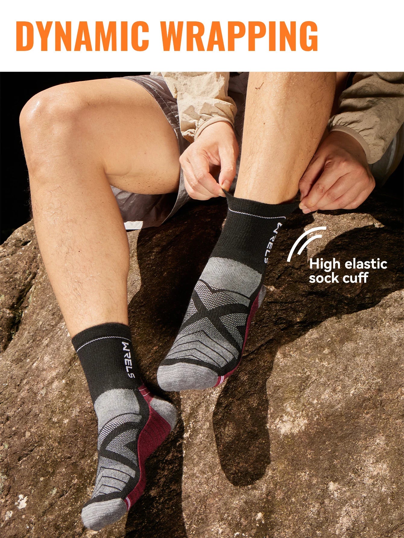 WRELS 1/2/3 paires chaussettes en laine mérinos thermique chaud hiver haute élastique épais chaussettes de randonnée Absorption d'humidité chaussettes de sport en laine