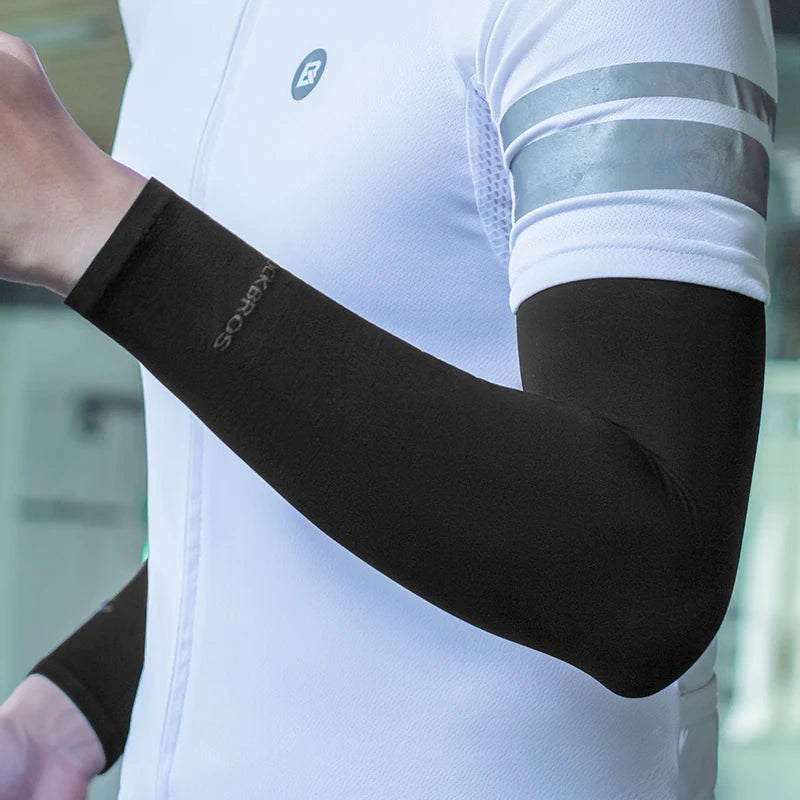 ROCKBROS Ice Silk Cycling Sleeves, Summer Breathable Cycling Arm Protection, Outdoor Sun and UV Protection, for Sports, MTB, Road Bike