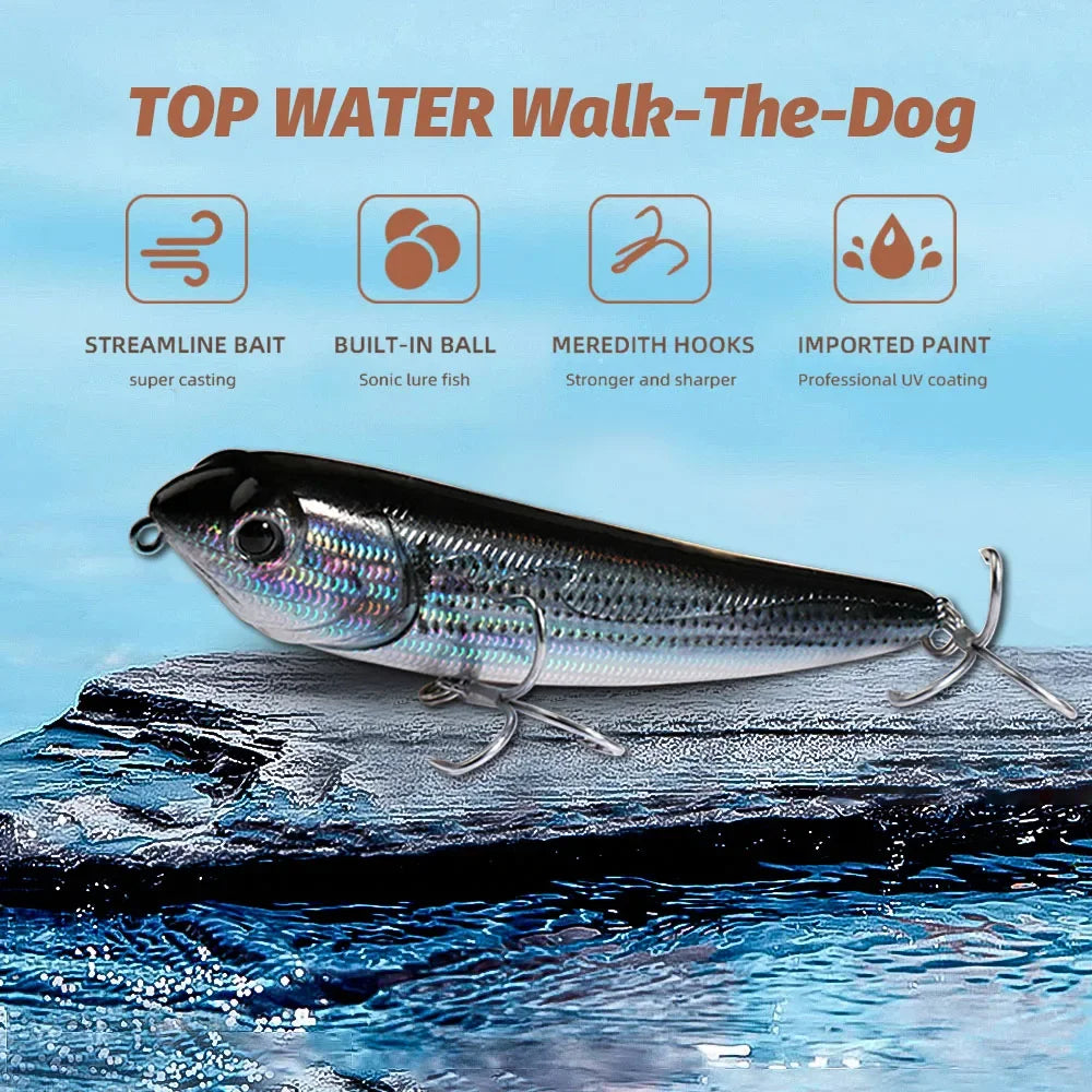Marcher le chien Topwater leurre de pêche 15g 11 cm flottant crayon appât 3D Swimbait crochet Popper Pesca Wobbler vairon équipement manivelle