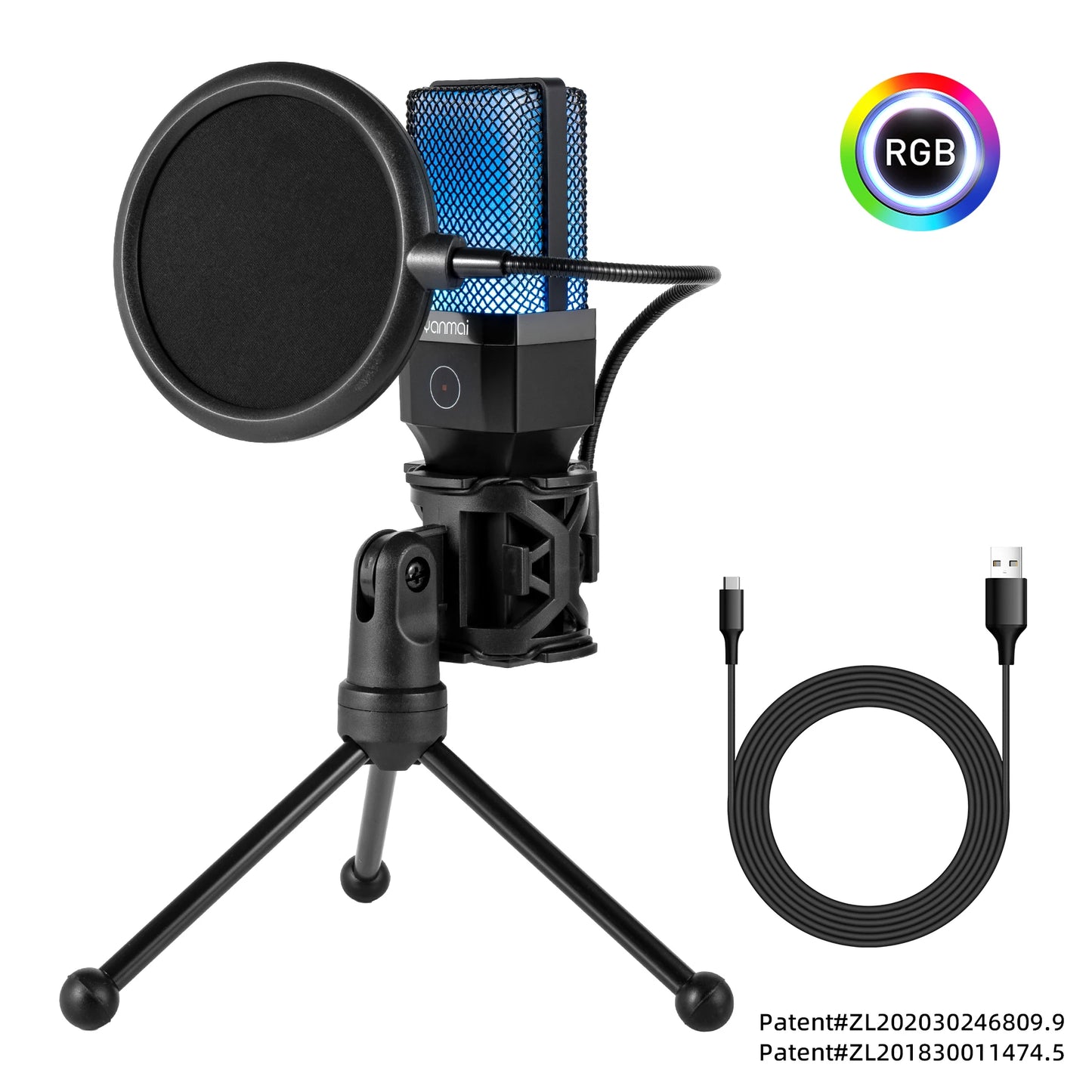 Microphone USB à condensateur pour gaming et podcast – Micro filaire pour PC, streaming et karaoké