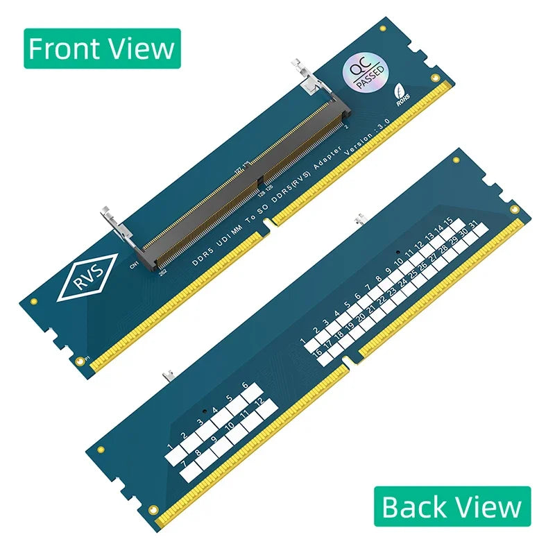 Convertisseur de testeur de mémoire SO DDR5 vers DDR5 U-DIMM ordinateur portable DDR5 mémoire SO-DIMM vers PC de bureau DIMM Riser carte adaptateur d'extension pour PC