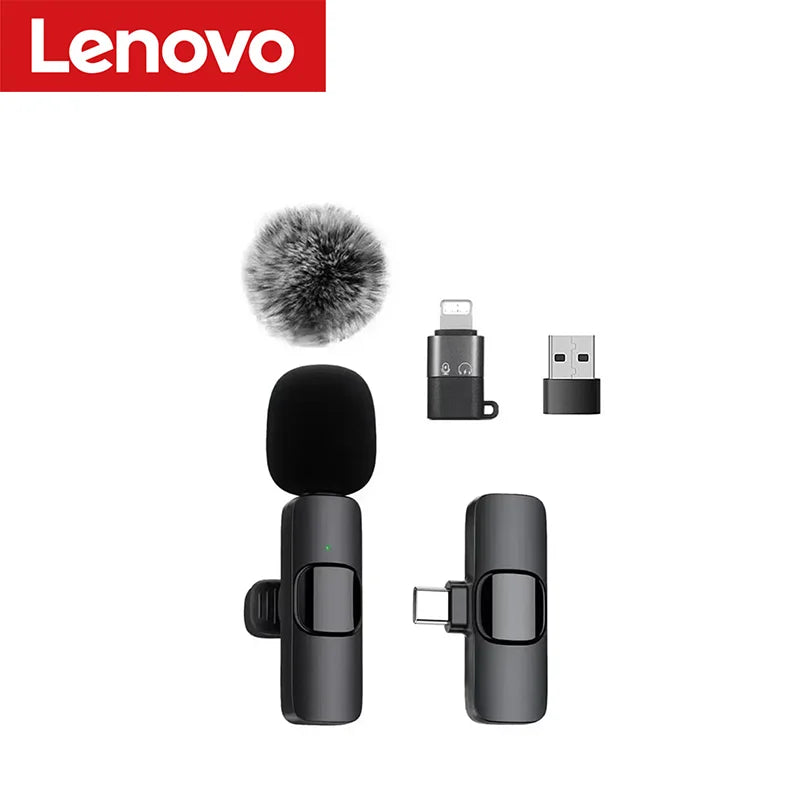 Micrófono Lavalier Inalámbrico Portátil Lenovo Mini para Transmisiones en Vivo, Videojuegos, Grabación de Audio y Video, iPhone, Android