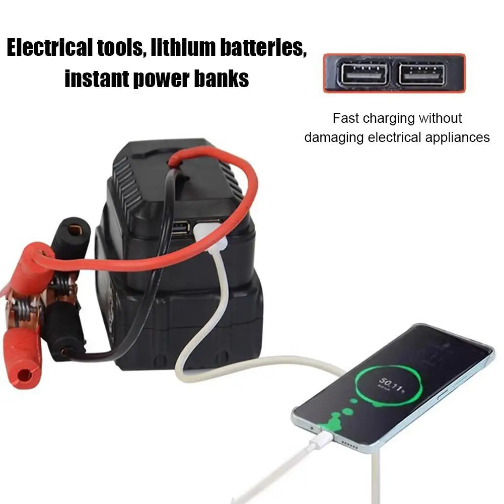 Convertisseur de batterie au lithium pour voiture — clip de chargeur, démarreur d'urgence, adaptateur de câble