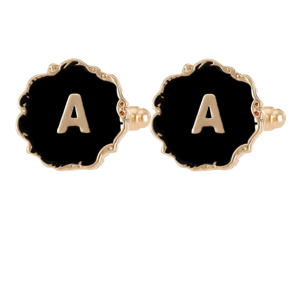 Gemelos clásicos para hombre, 26 letras iniciales del alfabeto, A B C D E F G H I J K L M N O P Q R S T U, botón de manga V W X Y Z