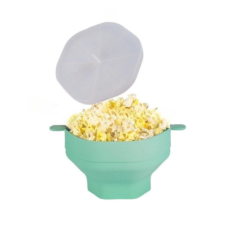 Bol à popcorn en silicone pour micro-ondes, pliable avec couvercle, seau à popcorn DIY, passe au lave-vaisselle, pour la maison, outil de cuisson pour regarder des films