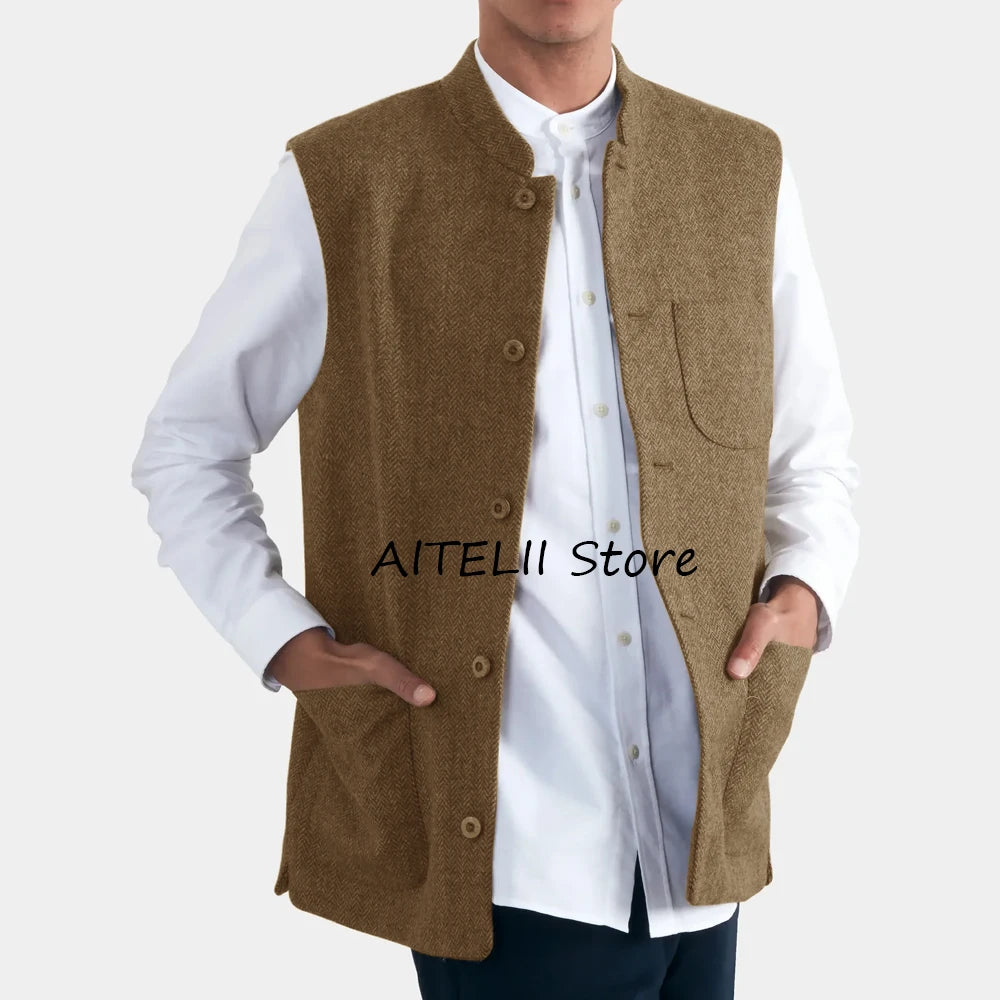 Gilet élégant à chevrons pour hommes, gilets pour hommes, gilet imbibé, olympiques de travail décontractés