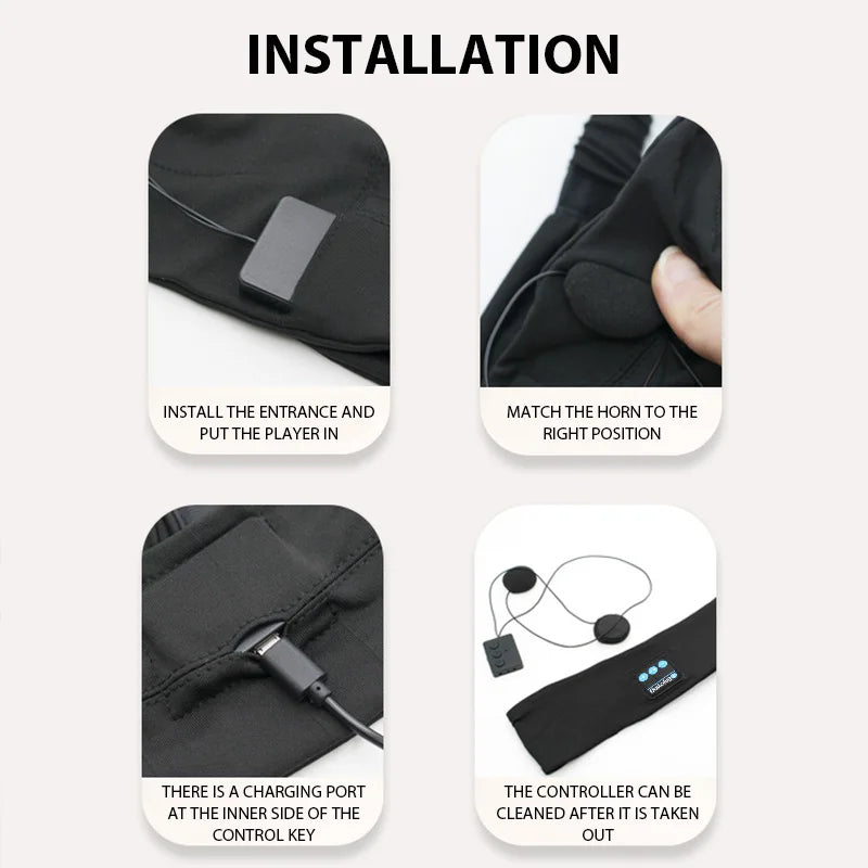 Wireless Bluetooth Headband, Sleeping Headphones, Sports Headphones/Music Cap with HD Stereo Speakers, Eye Mask for Side Sleepers