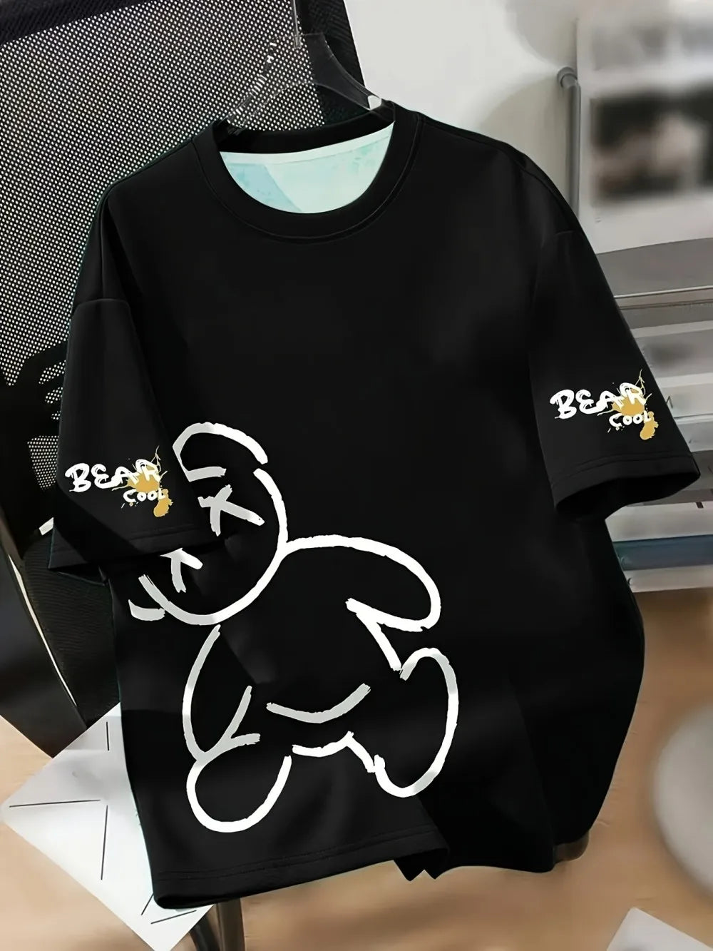 T-Shirt Ours Dessin Animé Homme — Respirant Cadeau Quotidien & Week-End