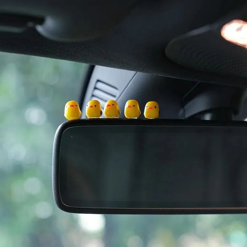Mini canards mignons, 5 pièces, décoration intérieure de voiture, rétroviseur automatique, ornements de tableau de bord pour femme et homme, cadeau, accessoires de voiture